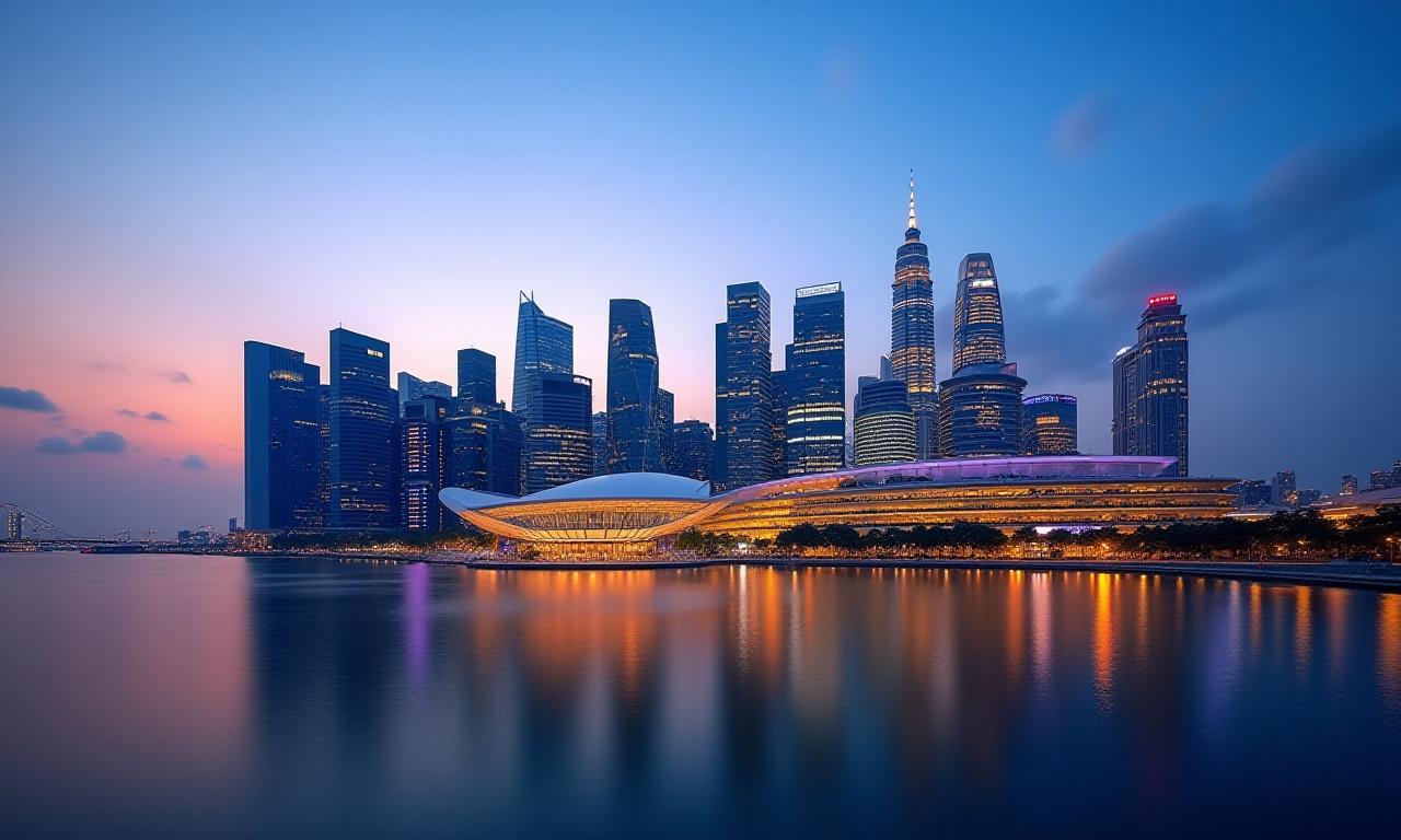 Panoramic view of Singapore CBD skyline at dusk representing corporate vision